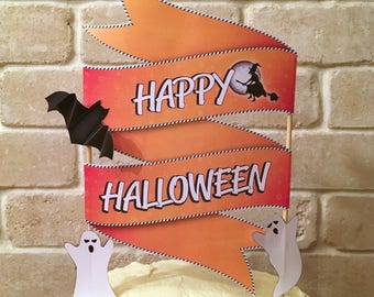 Printable Halloween decoration, Printable Happy Halloween cake topper, Halloween banner for cake