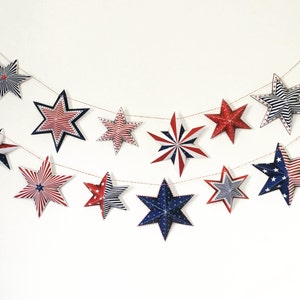 Red white and blue, 4th of July, Stars and stripes, Banner, garland template, America flag, garland decor, 4th of July Party decoration image 2