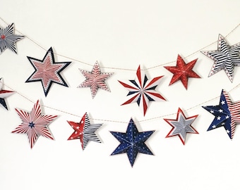 4th of July Banner, 4th of july decorations, Printable 4th of july stars banner, 4th of july red white and blue decoration, Instant download