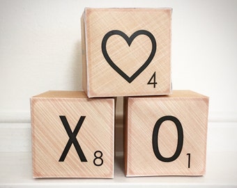 Valentine Scrabble Letter Blocks, Printable Photo Booth Props (Digital Download)