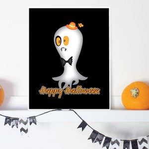 Cute Halloween decor, Printable Halloween decor, Happy Halloween poster, Cute monster poster, Instant download image 1