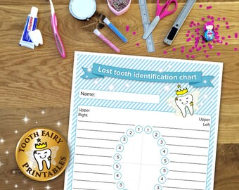 Tooth fairy lost tooth chart, Printable lost tooth chart, Printable tooth fairy chart for boys, tooth fairy download, Instant download.