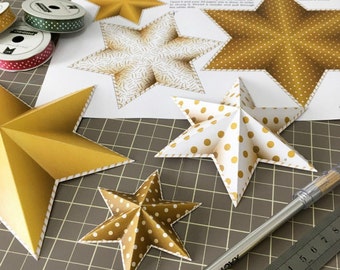 Gouden sterrenslinger, gouden feestdecor, afdrukbaar feestdecor, DIY-feestdecoraties, gouden sterrenslinger, DIY gouden sterren, Instant download.