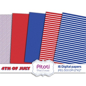 4th of July Digital Paper, July 4th Digital Paper, fourth of july background, Red white and blue Digital Paper, Patriotic digital paper. image 4