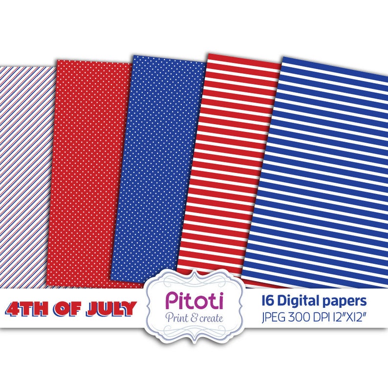 4th of July Digital Paper, July 4th Digital Paper, fourth of july background, Red white and blue Digital Paper, Patriotic digital paper. image 4