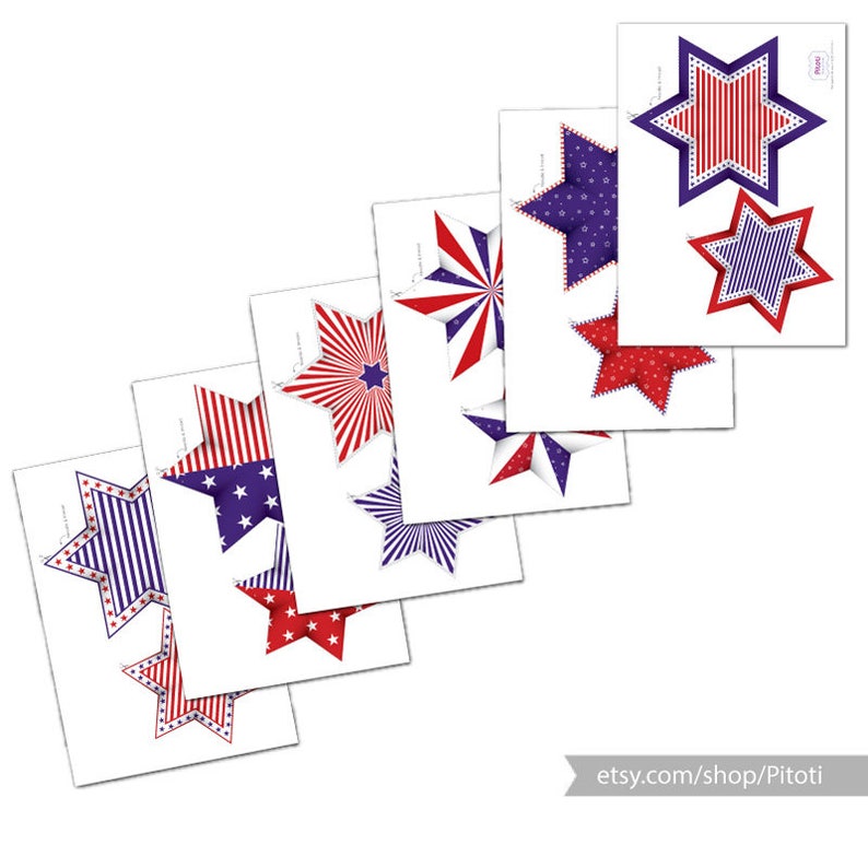 Patriotic Star Garland, 4th of July Party Decor (PDF) image 10