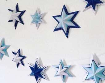 Israel party decoration, Printable Yom haatzmaut garland, Printable star of david garland, Israeli patriotic party decor, made in israel.