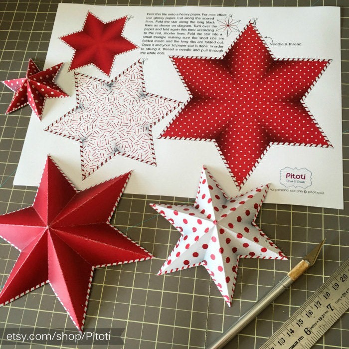 New Years Printable Decoration DIY Paper Star Party | Etsy