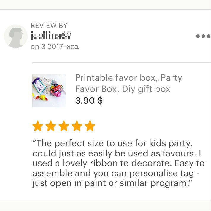 Printable Favor Box Party Favor Box Template Printable | Etsy