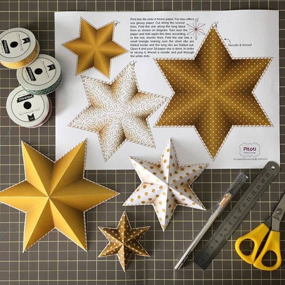 Gold Party Decorations, Star Decoration, Instant Download Gold Stars