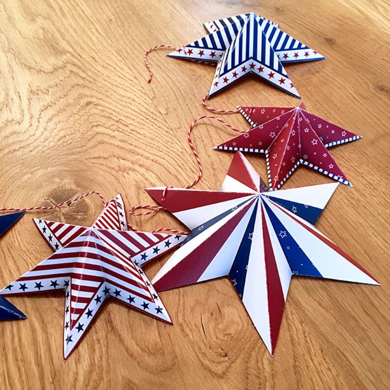 Patriotic Star Garland, 4th of July Party Decor (PDF) image 7