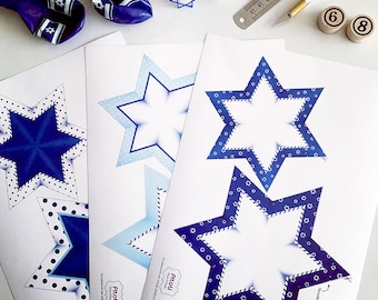 Chanukah decoration, Chanukah Stars Garland, Printable Star of David Chanukah ornaments, Chanukah Party decorations, Instant download.