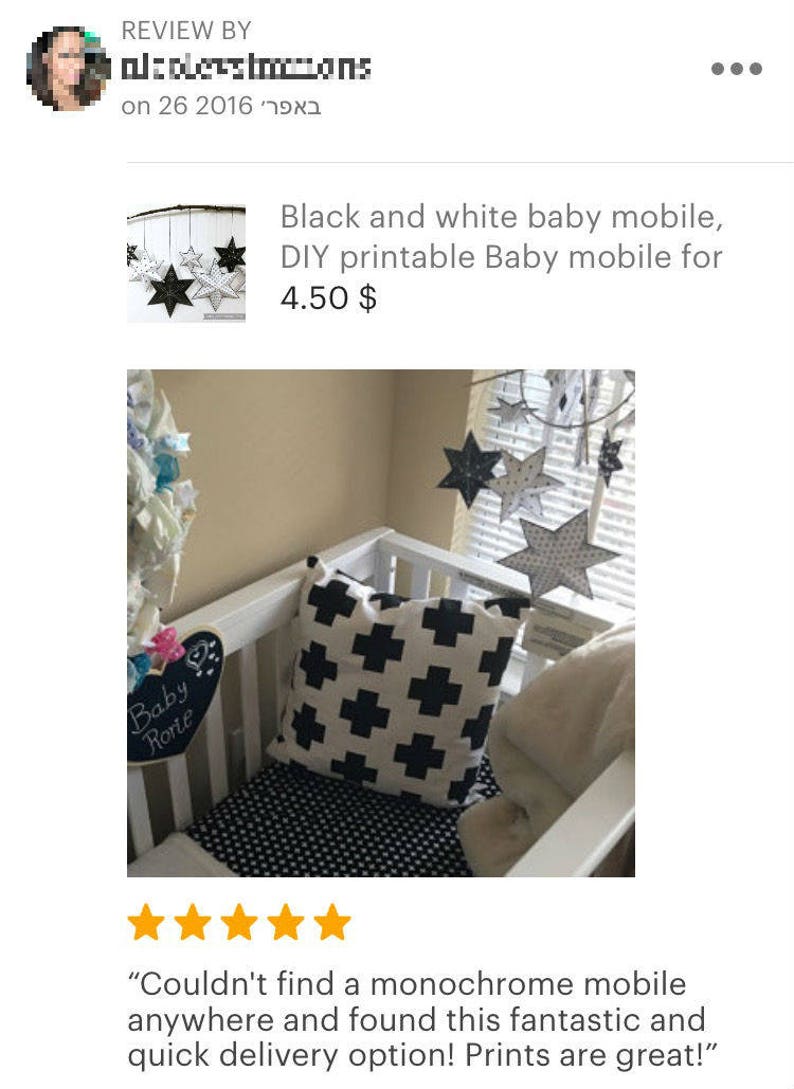 DIY baby mobile black and white baby mobile Printable black Etsy