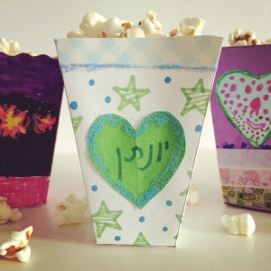 Popcorn box template, Printable popcorn box, Movie night party favor box, DIY Movie night popcorn box, blank popcorn box, Instant download.