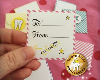 Tooth fairy Letters & Envelopes, Printable tooth fairy mini letters and envelope, tiny tooth fairy notes for girl, Instant download.
