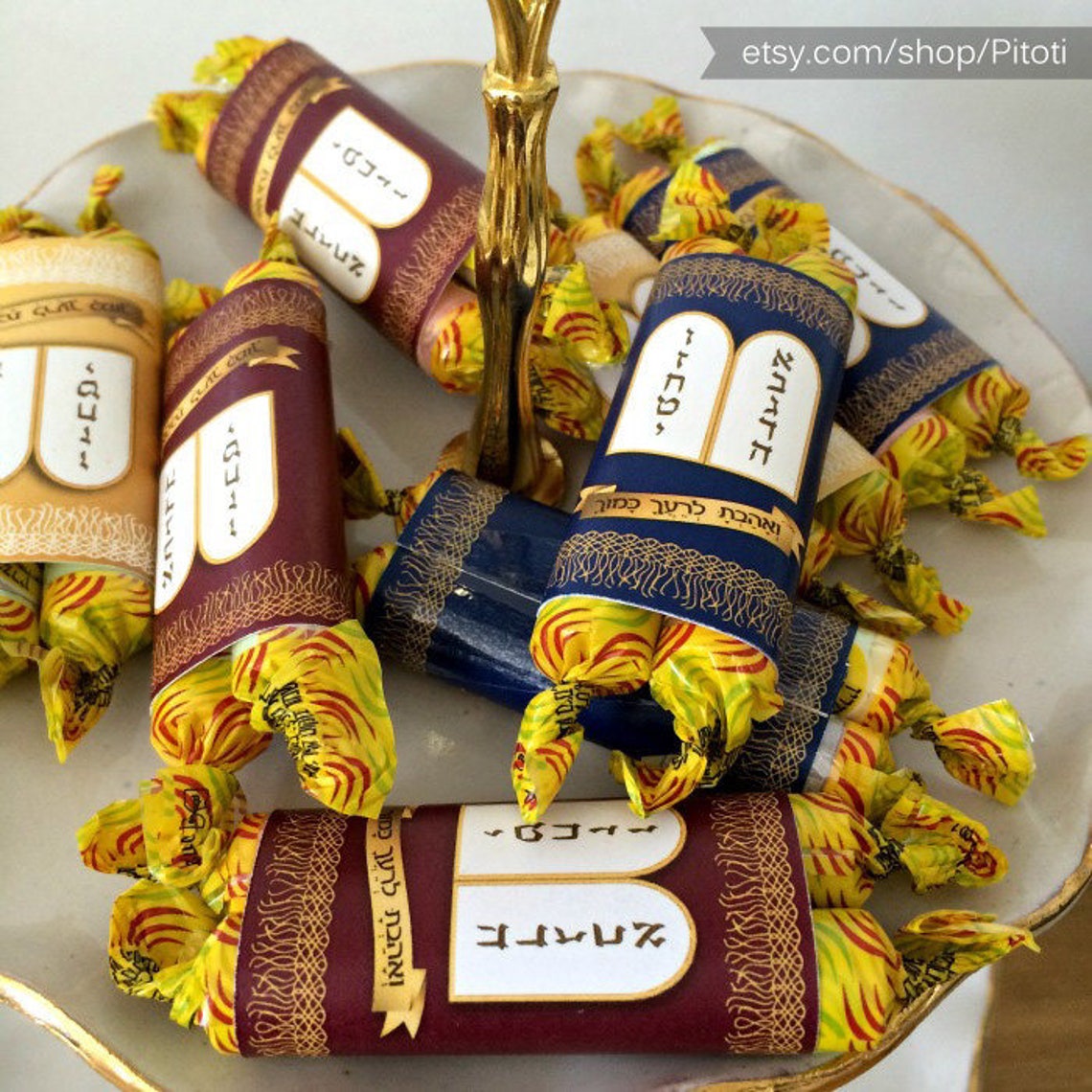 Bat Mints Bat Mitzvah Favors, Printable Torah Candy Wrapper, GOLD, Bat Mitzvah ...
