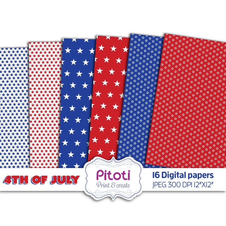 4th of July Digital Paper, July 4th Digital Paper, fourth of july background, Red white and blue Digital Paper, Patriotic digital paper. image 5