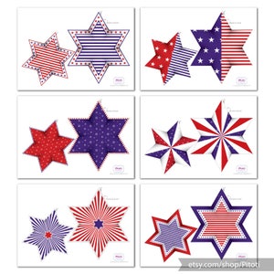 Patriotic Star Garland, 4th of July Party Decor (PDF) image 1