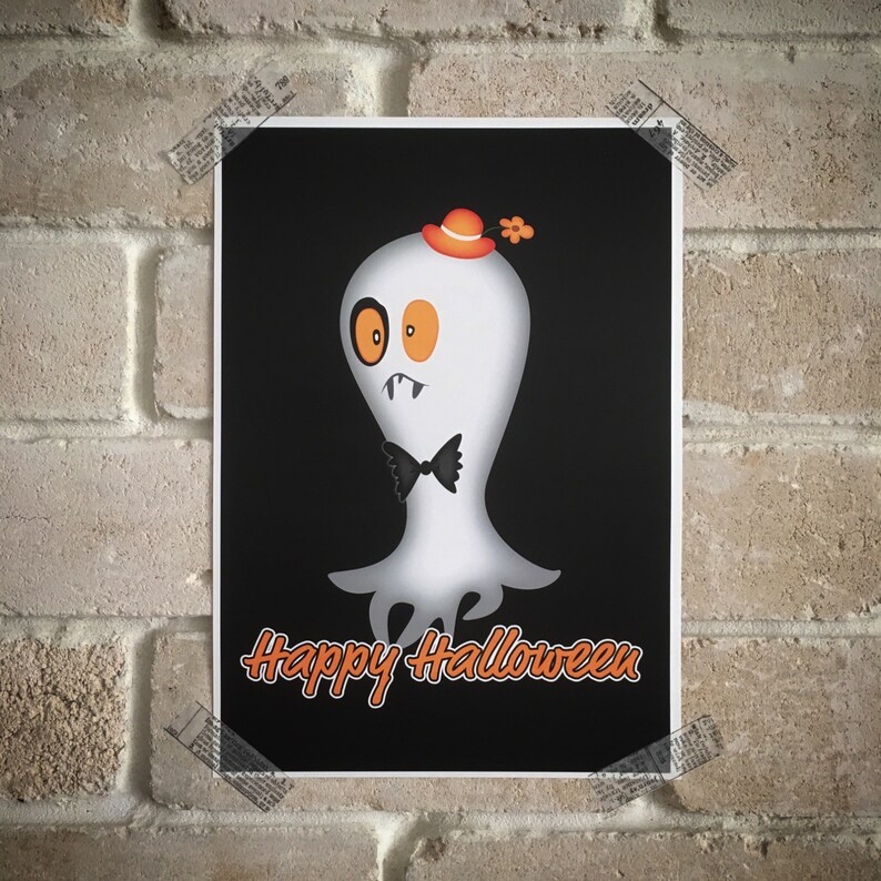 Cute Halloween decor, Printable Halloween decor, Happy Halloween poster, Cute monster poster, Instant download image 2