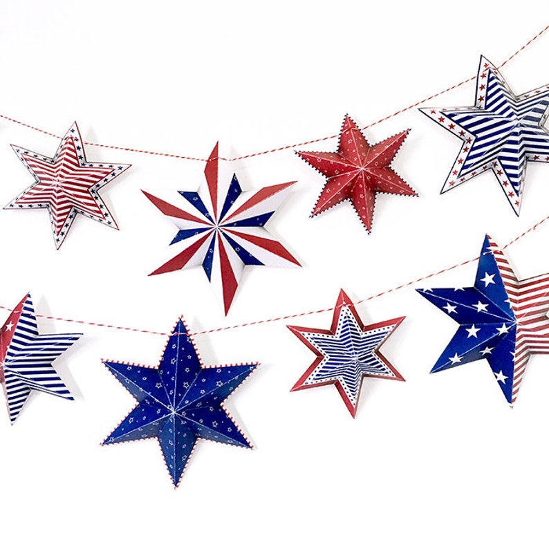 Patriotic Star Garland, 4th of July Party Decor (PDF) image 5
