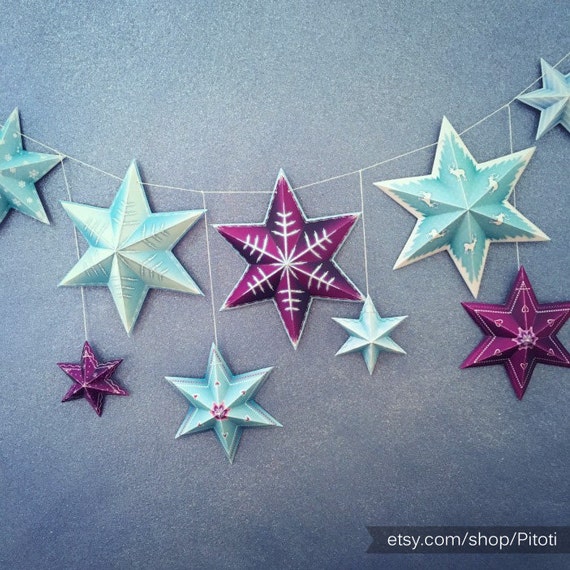 Party Decor, Photo booth backdrop, Printable Snowflake garland, Snowflake party decor, winter wonderland, Instant download party decorations Il_570xn