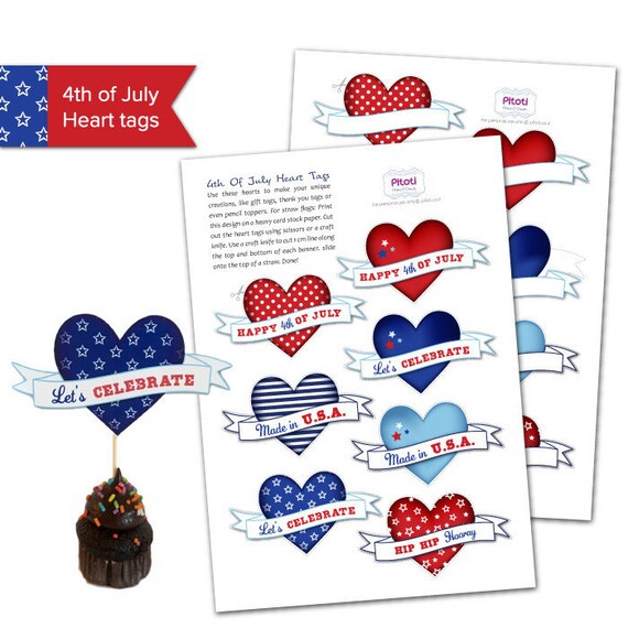 Printable 4th Of July Decorations 4th Of July Tags Printable Etsy