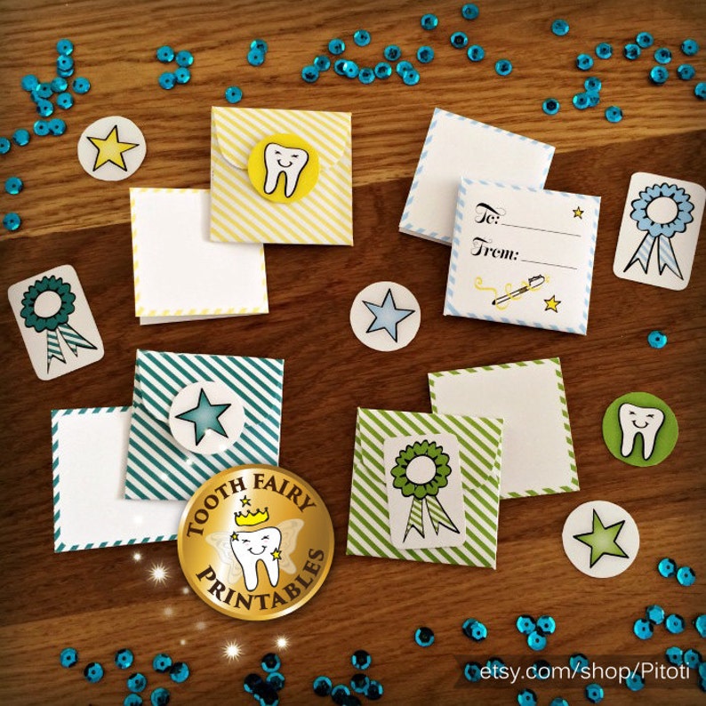 Tooth fairy Letter, Printable letters and envelope sets for boys, tiny tooth fairy notes, Printable tooth fairy letter, Instant download. image 2