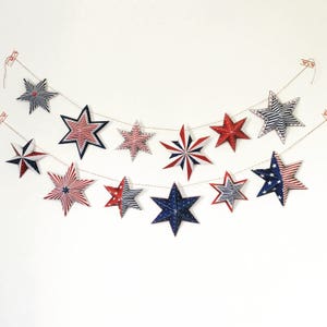 Patriotic Star Garland, 4th of July Party Decor (PDF) image 2