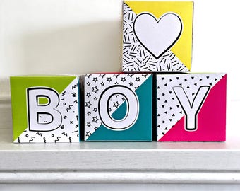 Printable Alphabet Blocks, DIY Baby Shower Centerpiece (PDF)