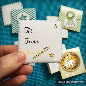Tooth Fairy Letters & Envelopes, Lettres et enveloppes imprimables pour garçons, minuscules lettres de fée des dents, Téléchargement instantané.