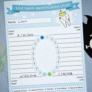 Blue Lost Tooth Chart, Tooth Fairy Printable (PDF, JPEG) image 3