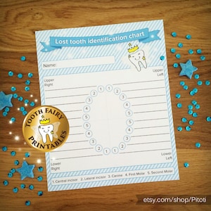 Blue Lost Tooth Chart, Tooth Fairy Printable (PDF, JPEG) image 2