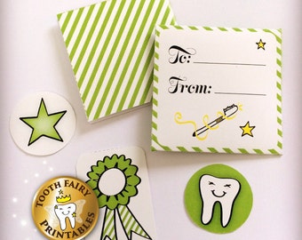 Juego de cartas para el Hada de los Dientes, sobre pequeño imprimible, para niños con dientes perdidos (descarga instantánea)