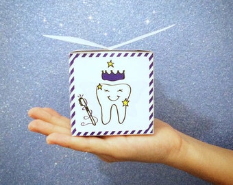 Tooth Fairy box, Lost tooth box, Tooth fairy Keepsake Box, DIY kit for kids, Instant download Printable file.