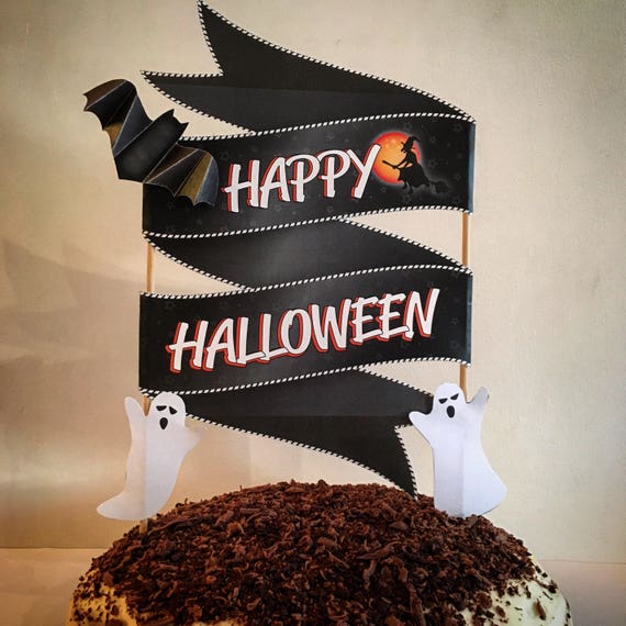 Halloween cake topper, Halloween cake decoration Printable cake topper for Halloween DIY Halloween decoration, Halloween cake banner {black} Il_570xn