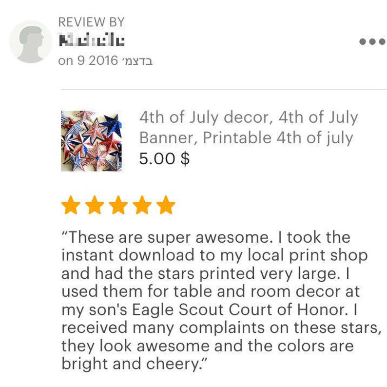 Patriotic Star Garland, 4th of July Party Decor (PDF) image 8