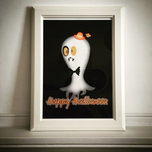 Cute Halloween decor, Printable Halloween decor, Happy Halloween poster, Cute monster poster, Instant download image 3