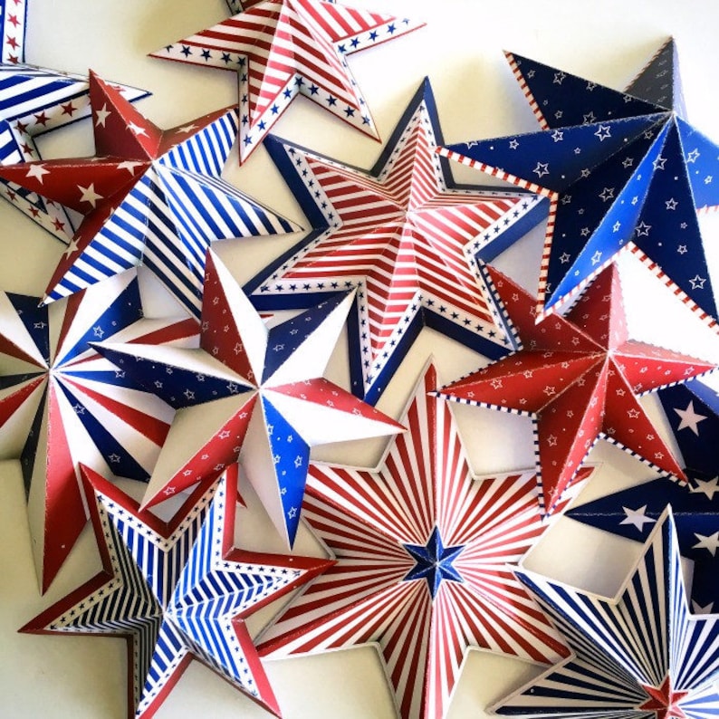Patriotic Star Garland, 4th of July Party Decor (PDF) image 3