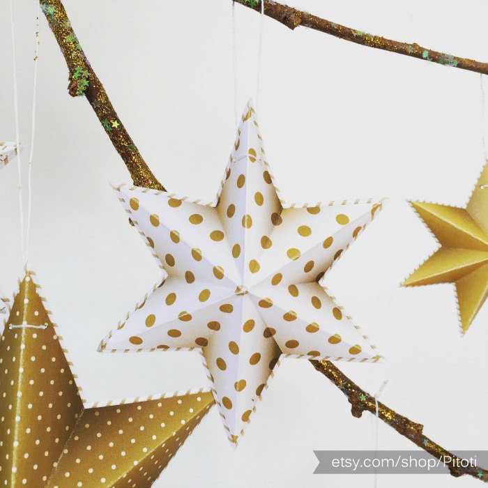 Gold Party Decorations Star Decoration Instant Download Gold Etsy