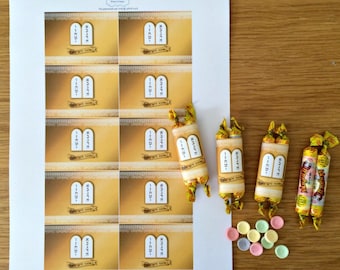 Bar Mitzvah Favors, Printable Torah candy bar wrapper, GOLD, Bat Mitzvah Favor, Bar Mitzvah Favor, Bat Mitzvah printable, instant download