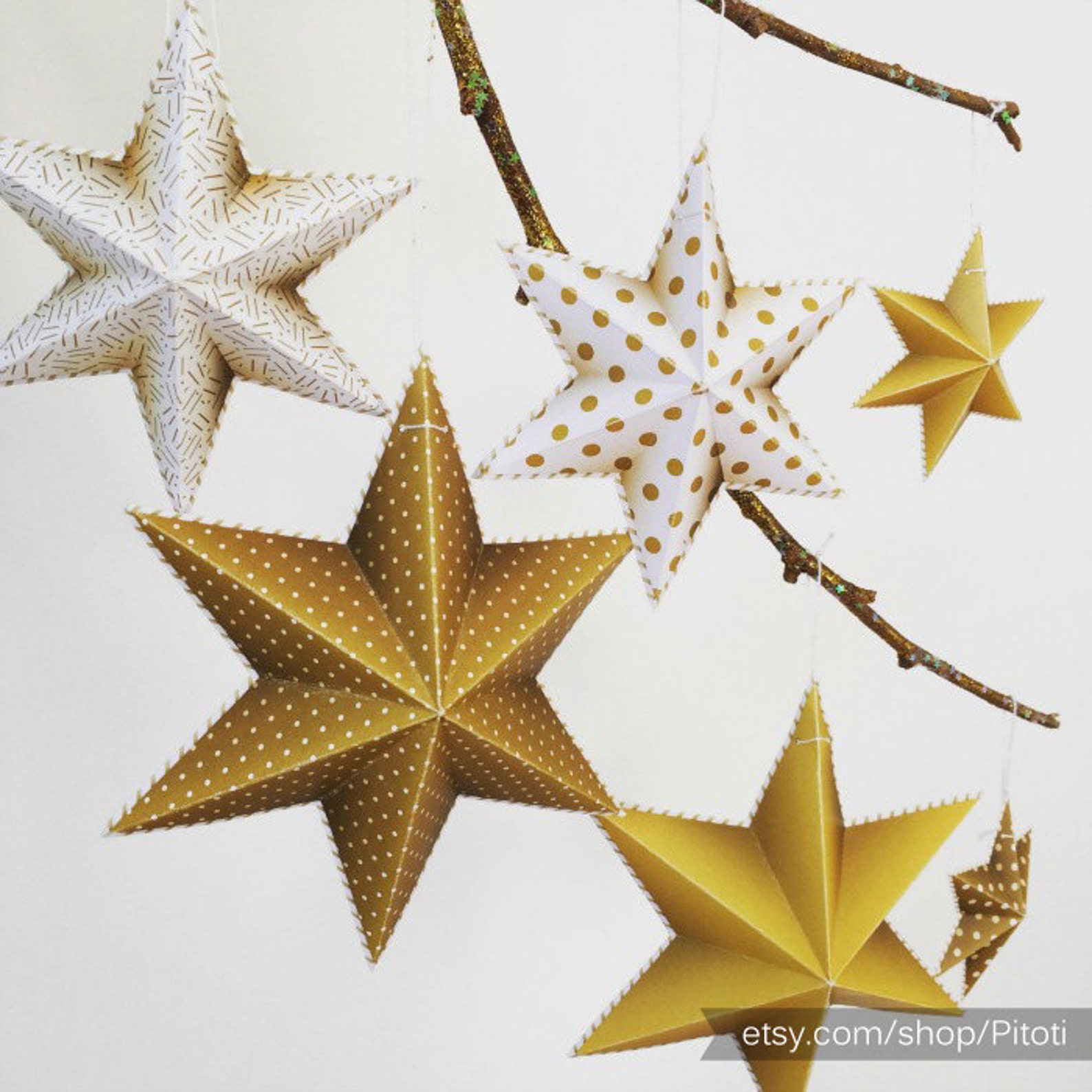 Gold Party Decorations Star Decoration Instant Download Gold Etsy