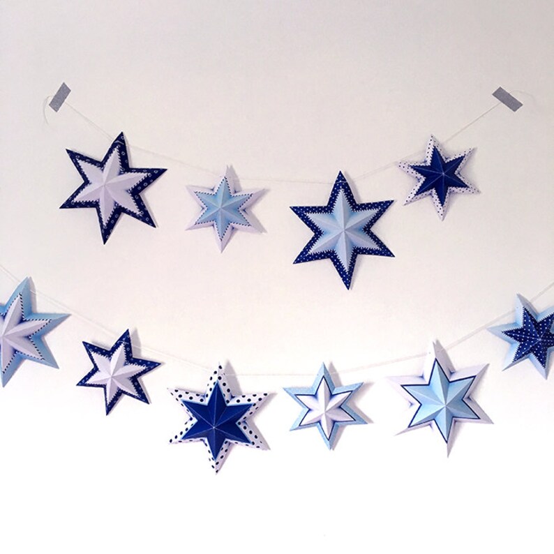 Chanukah decoration, Chanukah Stars Garland, Printable Star of David Chanukah ornaments, Chanukah Party decorations, Instant download. image 2