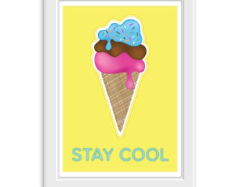 Ice Cream Print, Ice Cream Art, Ice Cream Sign, Ice Cream Birthday Party, Ice Cream Printable, Ice Cream art print, ice cream decorations