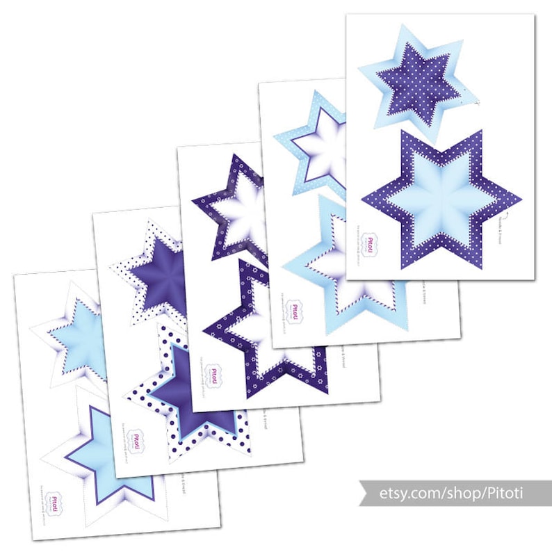 Chanukah decoration, Chanukah Stars Garland, Printable Star of David Chanukah ornaments, Chanukah Party decorations, Instant download. image 5