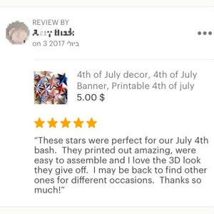Patriotic Star Garland, 4th of July Party Decor (PDF) image 6
