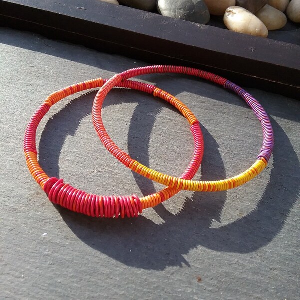 Recycled jewelry! Repurposed bracelet. Upcycled bangles made with telephone wire (set of 2).