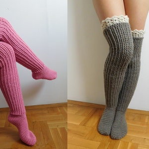 CROCHET PATTERN Knee Socks, Over the knee socks, Knee high socks with lace tops, PDF , Instant download N.201 image 3