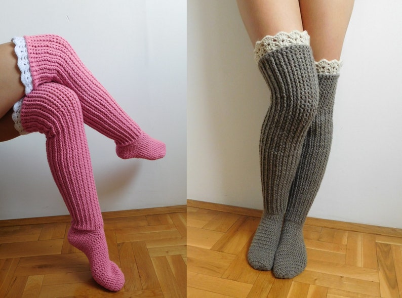 HÄKELANLEITUNG Kniestrümpfe, Overknee Socken, Kniestrümpfe mit Spitzenabschluss, PDF , Sofort download N.201 Bild 3