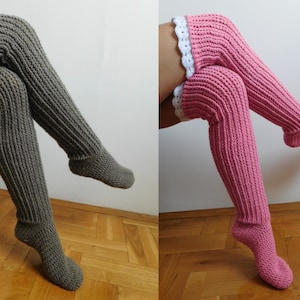 CROCHET PATTERN Knee Socks, Over the knee socks, Knee high socks with lace tops, PDF , Instant download N.201
