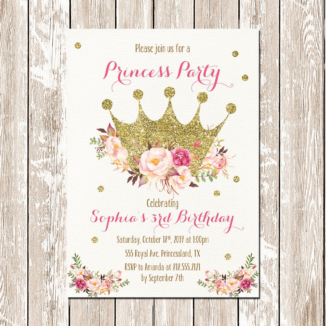 Printable Princess Invitation Princess Birthday Invitation Etsy